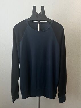 rag & bone Women Navy Sweatshirt with Black Raglan Sleeves Size XXL